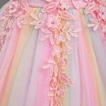 Vintage Lace Party Dress For Girls - Boho Style Maxi Gown For Pageant, Wedding & Celebration - Rainbow - 查看 4