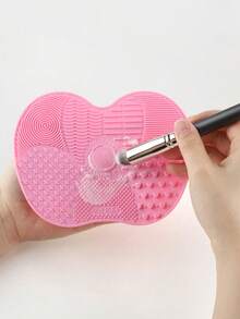 1/2 Peça Almofada de Limpeza de Pincel Cosmético de Silicone, Com Ventosa, Ferramenta Portátil de Limpeza de Pincel Cosmético, Almofada de Limpeza de Pincel Cosmético de Silicone com Formato de Maçã, Adequada para Pincel Cosmético, Esponja Cosmética, Pó e Muito Adequada para Viagem, Família, Escola, Dormitório, Férias, Reunião, Etc. - multicolorido - Visão 5