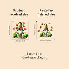 1pc Summer-Themed Green Gnome Window Stickers, With Green And Red Watermelon And Gnome Pattern Design Stickers, Perfect For Decorating Glass Surfaces And Refrigerators, Self-Adhesive Removable PVC Window Stickers Are Ideal For Home, Office, And Party - A - View 7