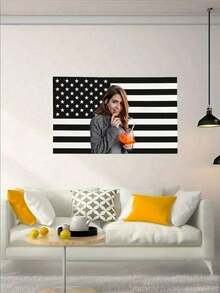 1pc Customized DIY Black American Flag Portrait Tapestry, Creative USA Flag Personalized Polyester Decorative Wall Hanging, Home Friend Couples Print Tapestry, Living Room Bedroom Office Home Decor / Room Decor / Party Decor Wall Hanging, Breathable, Lightweight, Washable, Cute, Love, Shining, Soft, Comfortable, Elegant, Custom, Personalized, Unique, Him, Her, Boyfriend, Girlfriend, Dad, Mom, Family, Friends, Season Picks, Autumn Home Refresh, Scandinavian Cozy Home, Winter Grace, Fall Decor,Warm Ambience - màu đen - Xem 5