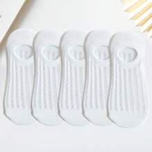 5 Pasang Kaos Kaki Wanita Silikon Anti Selip Tak Terlihat, Kaos Kaki Jala Warna Polos Pendek Tipis Bernapas Lembut Tak Terlihat untuk Musim Panas (Tanpa Karton) - MultiWarna - View 7