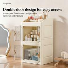 New Foldable Makeup Box, Cosmetic Storage Box, Drawer-Style Desktop Storage Cabinet, Dressing Table Storage Box, Large Capacity, Ideal Gift For Halloween And Thanksgiving. - Mơ 2 lớp - Xem 6
