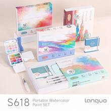 Solid Watercolor Gift Set, Rich Colors, Fine Texture, Layered Tones, Smooth Lines Fit Hand Shape, Comfortable Grip, 4-In-1 Bucket + Paints + Palette + Brushes, Portable For On-The-Go Creation, Suitable For Painting, Writing, Journaling, Postcards, Etc. - Painting Supplies - View 5