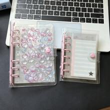 A6/A7 Single-Hole Transparent Notebooks, Pink Binder Stickers Notebooks, Sticker Notebooks, Photo Card Organizers, Dual-Button Soft Leather Transparent Covers For Notebooks, Handmade DIY Diaries, Albums, Stickers, Notebooks, Planners, Student Stationery, Office Supplies - Sets - View 2