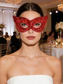 Băng đô đính kim sa mới, phụ kiện tóc lông vũ, thích hợp cho tiệc hóa trang xiếc, lễ hội Carnival. - Đỏ - Xem 3