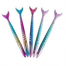 5pcs Creative Cute Fish Tail Shaped Ballpoint Pens, Fish Tail Inspired Stationery, Black Ink Pens, Suitable For Exams, School Prizes, Office Supplies, Gifts, Back To School, Holidays - Sets - View 7