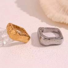 VKHK 1枚18K镀金不对称不锈钢戒指，适合女士日常及派对佩戴，礼品 - 創意戒指 - 查看 3