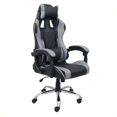 Miroytengo Silla gaming modelo Legend Negro y Gris con cojín lumbar y reposacabezas material tela y estructura metal 63x120x66 cm De 2 a 3 días de envio
