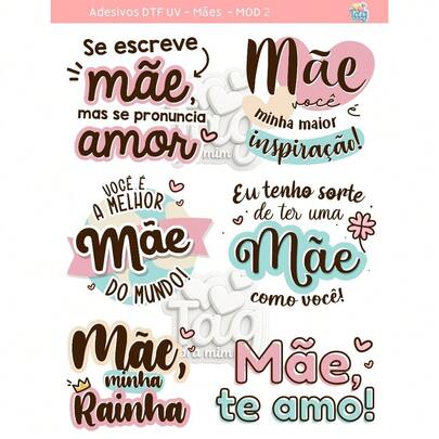 Cartela Adesivos DTF UV - Adesivos dia das Mães - MOD2 - Pronta entrega