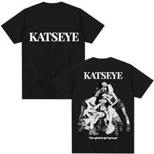 Kpop Group Katseye Graphic T-Shirts  Retro Men Women Korean Vintage Short Sleeve Oversized Cotton Casual Fans Gifts TShirt - màu đen - Xem 8