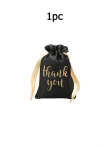 20 个黑色缎面礼品袋，4 x 5.5 英寸抽绳珠宝袋，婚礼新娘派对礼品袋，生日节日装饰抽绳袋 - 黑色 - 查看 13