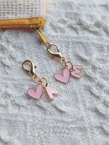 PC 可爱心形姓名首字母吊坠系列钥匙扣，26 个英文字母心形吊坠钥匙扣 - 彩色 - 查看 5