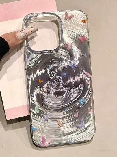 1pc Cute Dreaming Butterfly Silicone Phone Case For IPhone 15 Pro Case For IPhone17Pro Max 17Pro 17 11 12 13 14 16 Pro Max Vortex Pattern Soft Back Cover Fund