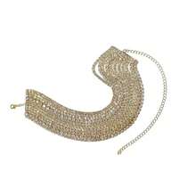 1件套时尚优雅全水晶新娘首饰套装，闪亮单排水晶项链，女士款 - 金色 - 查看 6