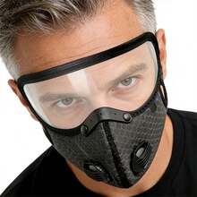 1个可拆卸户外口罩，防尘，可重复使用，男女通用，几何图案，魔术贴闭合，需手洗 - 黑色 - 查看 2