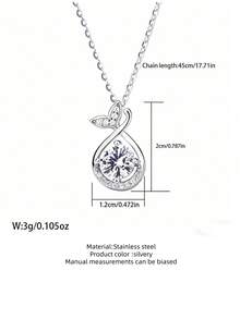 VceTd 1件优雅奢华鱼尾水滴吊坠项链，闪亮鱼尾吊坠魅力项链，不锈钢女士首饰，多功能颈链，防褪色，简约优雅，时尚配饰，适合日常佩戴或派对，女士珠宝礼物 - 銀色 - 查看 9