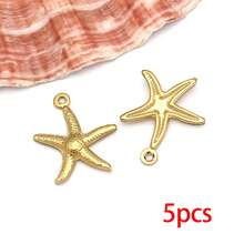 5/10个不锈钢海洋动物吊坠，包括海星、贝壳、海豚等镂空造型，适合夏季海滩主题，可用于夏威夷珠宝制作。 - 彩色 - 查看 11