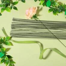 FELE Uds. Vástagos de alambre Floral verde claro calibre 22/20 para hacer flores artificiales, alambre de florista, alambre de flores para manualidades 6VVB - Calibre 18, 50 piezas - Ver 10