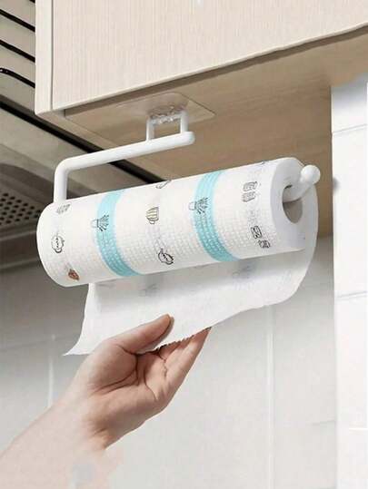 1 Large Tissue Holder - Self-Adhesive Multifunctional Wall Mounted Tissue Holder, Towel Holder, Classic White, Aluminum Alloy Material, Waterproof, Rust Proof, Hook, Entrance, Corrosion-Resistant