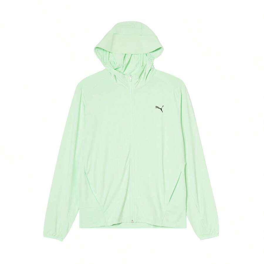 Puma 轻便休闲亲肤连帽夹克，男女皆宜的春夏运动外套 - 薄荷綠 - 查看 1