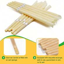 2/5/10/25pcs Ear Cleaning Sticks Set With Ear Candles, Flame Retardant Trays And Cleaning Sticks – Soft & Wax Removal Tools For Home Spa, Travel & Daily Hygiene - Beige - View 7
