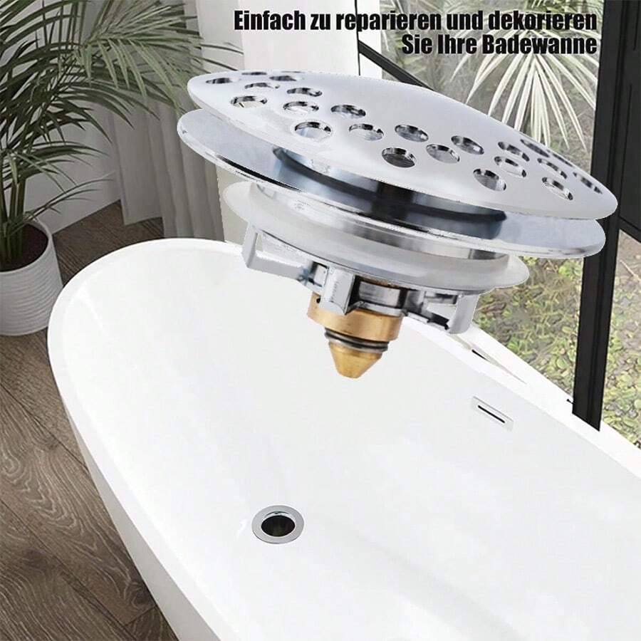 Desagüe de bañera de latón, tapón de bañera activado por presión, desagüe de bañera anti-olores y anti-obstrucciones - A - Ver 1