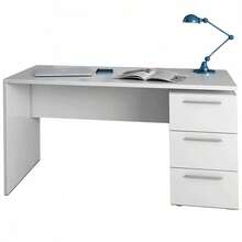 Miroytengo Conjunto de muebles despacho blanco moderno mesa escritorio 138x60 cm, aparador 144x42 cm, 2 estanterías 80x28 cm blanco artik melamina mate, mobiliario de oficina completo fabricación nacional. De 3 a 5 días de envio - Blanco - Ver 5