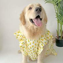 1 buah Gaun Anjing Motif Bunga Kecil, Gaun Bunga Merah Muda Lucu untuk Anjing Besar Seperti Golden Retriever, Samoyed, Labrador - Emas - View 4