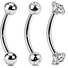 3 món trang sức xỏ khuyên bằng thép không gỉ 16G, khuyên rốn cong mini màu vàng, khuyên lưỡi hình mắt rắn màu bạc, khuyên sụn tai. - Bộ khuyên lông mày - Xem 13