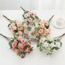 Demi-bouquet de roses artificielles, fleurs réalistes de 88 cm, flexibles et non décolorées - convient pour la décoration de mariage, la décoration de la Saint-Valentin, la décoration d'anniversaire, la décoration d'anniversaire, la décoration de la maison, la décoration de table, la décoration de chambre et de salle de bain, la décoration de bureau, les décorations de pièce, la décoration d'automne, la décoration florale d'automne, la décoration de plantes en pot, les cadeaux de remise des diplômes - Blanc - Voir 11