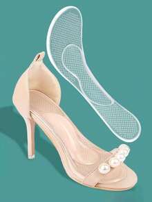 1 Pair Women's Transparent Silicone Arch Support 3/4 Length High Heel Insoles, Fashionable Non-Slip Hidden Inserts - Clear - View 4