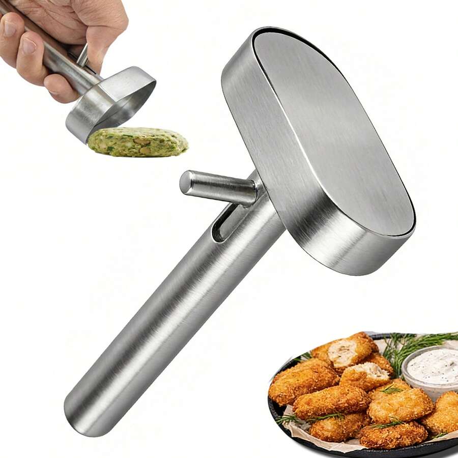 Molde de acero inoxidable para hacer bolas de falafel, herramienta fácil de usar y limpiar, prensa antiadherente para bolas de carne, utensilio de cocina de Oriente Medio - Plateado - Ver 1