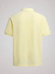 Officeau 男士纯色口袋短袖休闲/通勤 Polo 衫 - 黃色 - 查看 2