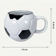 400ML Football Shape Ceramic Coffee Mug With Handle Heat-Resistant Soccer Ball Mugs For Water Milk Coffee Tea Cup Creative Gift - Black and White - View 2