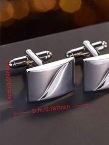 2件/4件装闪亮几何铜质袖扣，金色和银色法式衬衫袖扣，男士适用，适合派对、订婚、商务、日常佩戴 - 金色 - 查看 7