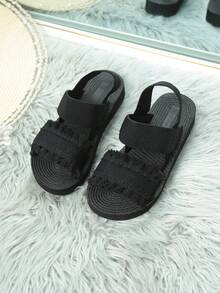 Women's Fashion Rhinestone Embellished Flat Casual Slippers, Suitable For Beach, Travel, Daily Wear, Summer - Black - View 6