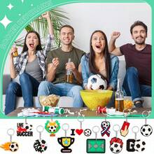 12 peças/Conjunto Chaveiro de Futebol em Lote, Lembrancinhas de Festa de Futebol, Chaveiro Dia dos Namorados para Amantes de Esportes, Chaveiros de Bola Divertidos Adequados para Mulheres, Homens, Jogadores de Time de Esportes, Festa de Aniversário - Visão 8