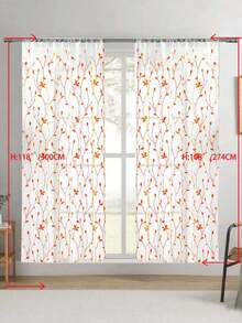 1 tấm rèm voan thêu họa tiết hoa, có khe luồn thanh treo, chống tia UV, thoáng khí, chất liệu polyester, không có lớp lót, thích hợp cho phòng khách, phòng ngủ, phòng ăn. - Màu Cam cháy - Xem 44