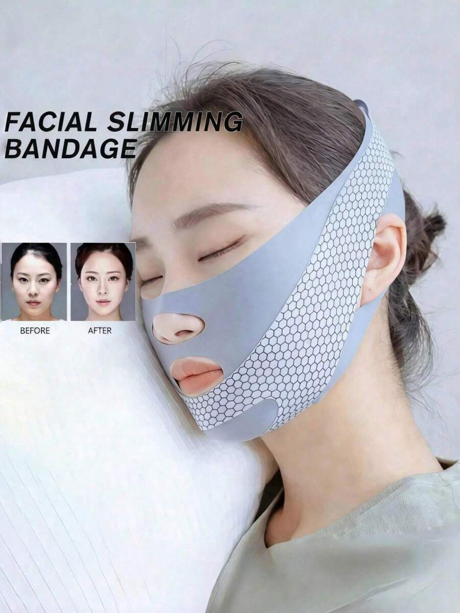 面部提拉紧致睡眠塑形V型带，放松提拉，减少双下巴，塑形按摩带，男女通用 - 下颌塑形，可调节面膜，可重复使用，透气无缝V型面膜，适合睡眠、运动和瑜伽，轻盈透气，佩戴无皱，Y2K风格护肤哥特风旅行必备，方便携带，圣诞礼物，圣诞装饰，送给她的礼物 - 彩色 - 查看 1