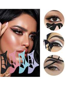 2/1 Pack Of Reusable Eyeshadow Templates, Cat-Eye Eyeliner Templates, Eyeshadow Concealers, Eyeliner Winged Eyeshadow Makeup Aids, Create Versatile Looks, Stunning Makeup Effects, Silicone Eye Makeup Aids, Eyeshadow, Eyeliner, And Under-Eye Concealer Templates, Mother's Day Gift/Summer Travel Essential Makeup Tools - Multicolor - View 2