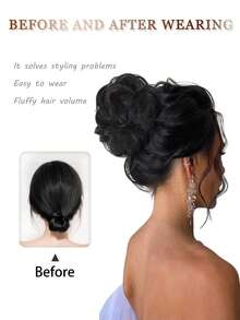 Claw Clip Chignon Synthetic Curly Hair Buns Heat Resistant Wavy Hair Buns With Puffy Natural Hair Clips On Hair Extensions Black Brown Blonde Hair Bun For Women Fashion Curly Hair Suitable For Daily Wear 40g 1PC Summer Hair Accessories Beach Hair Claw Vacay - 彩色 - 查看 6