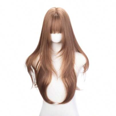 Tóc giả tổng hợp dài 28 inch với kiểu dáng thẳng tự nhiên, màu nâu mocha tuyệt đẹp. Được thiết kế với phần mái, nó được làm từ sợi chịu nhiệt để đảm bảo độ bền. Bộ tóc giả này hoàn hảo để sử dụng hàng ngày, mang lại vẻ ngoài tự nhiên và chân thực, giống như tóc thật.