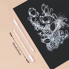 5支白色荧光高亮笔，适用于黑色纸张的艺术家素描马克笔，绘画设计插画艺术用品 - 套裝 - 查看 6