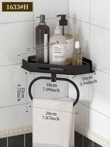 1pc Oval Towel Rack, Wall-Mounted, No Drilling Required, Space-Saving Bathroom Organizer With Towel Ring, Bathroom Triangle Shelf, Bathroom Towel Rack, Bathroom Hardware - Multicolor - View 14