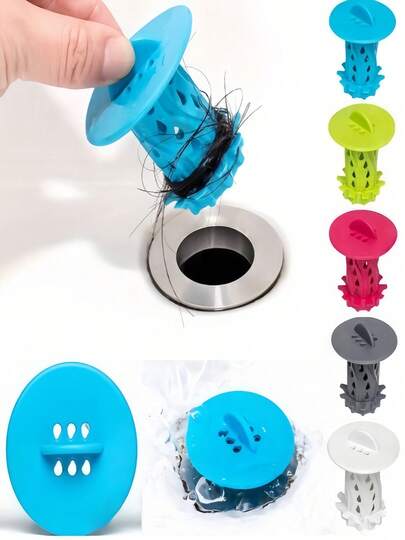 Bathroom Drain Hair Catcher, Sink Strainer, Bathtub Shower Drain Protector, Sink Drain Filter, Shower And Bathtub Hair Collector, Shower Hair Stopper, Bathroom Accessories, Home Bathroom Decor, Autumn Decor, Back To School (Random Color & Style)