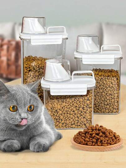 1 Pet Food Storage Tank, Household Pet Food Insect Proof And Moisture-Proof Sealed Storage Box, With Lid, Portable Leak Proof Storage Box, Suitable For Storing Cat Food, Dog Food, Pet Snacks, Etc., Pet Food Storage And Organizing Supplies