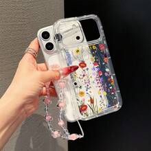 1 Set Plum Blossom Bracelet + Colorful Floral Pattern TPU Airbag Transparent Phone Case, Suitable As Birthday And Christmas Gift For Couples, Girlfriends, Daughters, Teenagers, Compatible With Samsung Models - شفاف - مشاهدة 4