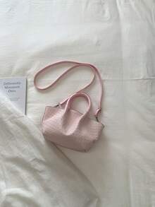 2026夏季新款欧美风大容量女童手提包，时尚优雅单肩包 - 粉色 - 查看 7