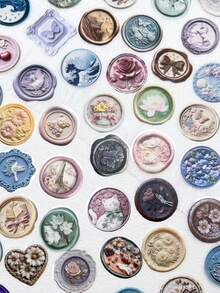 52pcs Relief Seal PET Stickers Decals For Phone Laptop Notebook Letter Suitcase Skateboard Helmet Graffiti Transparent Stickers - A - View 13