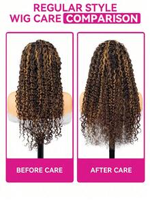 ISEE Hair Wear Go Half Wig Highlight Color Kinky Curly Human Hair With Draw-Strings 16-28 Inch 180% Density Long Hair 3 IN 1 Half Wig Seamless Flip Over Wig High Quality Daily Use For Beginners - S2/30 - View 8